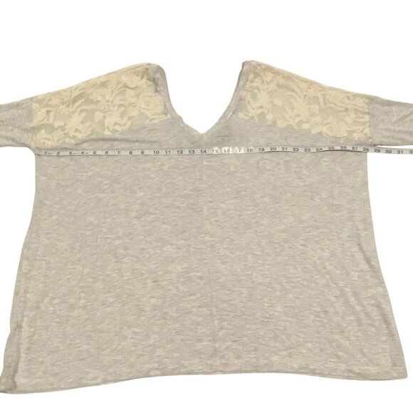 Anthro Dolan Cream Lace Shoulder Dolman Sleeve Gray Top Size S - Picture 6 of 7